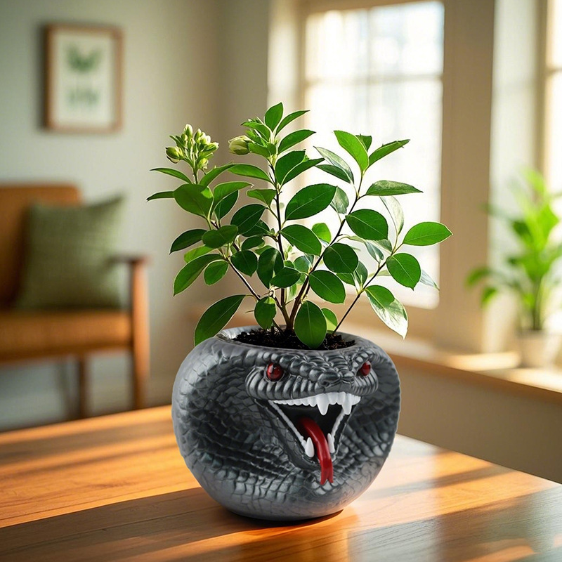  Spot Snake-Shaped Resin Potted Plants, Creative Ornaments, Home Desktop Garden Decorations, Office Gifts