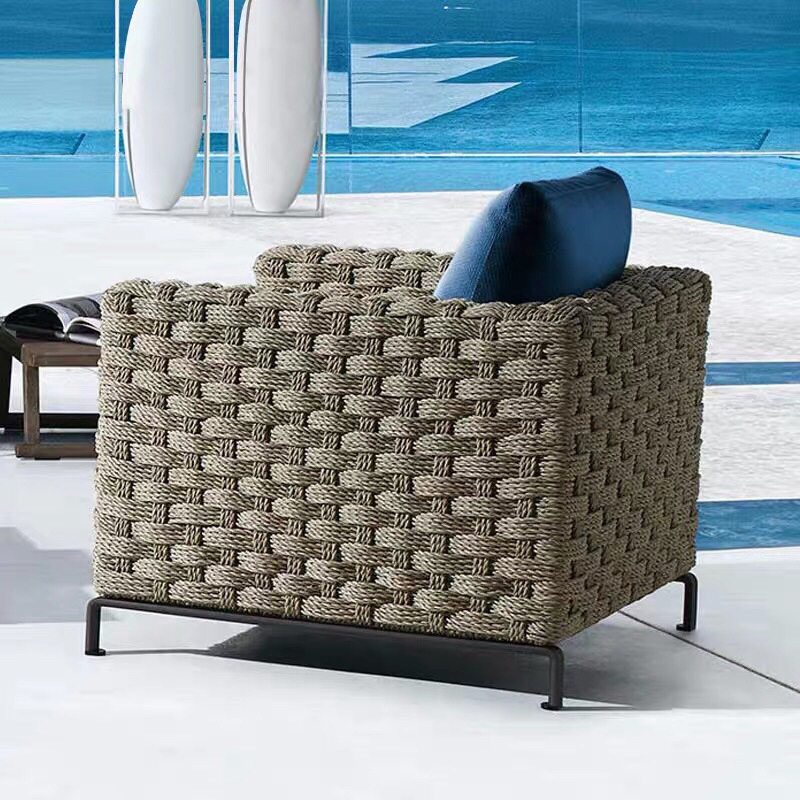 Sofá al aire libre silla de caña hecha a mano alojamiento pastoral estilo de ocio del sudeste asiático villa muebles de patio combinación de muebles de caña