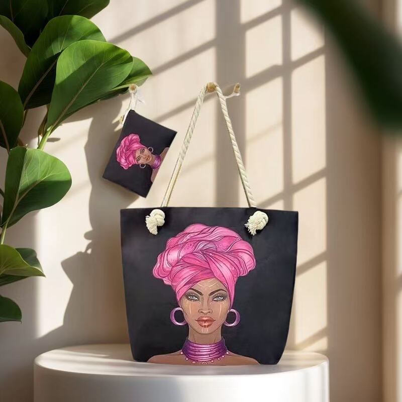 Tote bags起爆現代装飾アフリカ芸術女性キャンバス|undefined