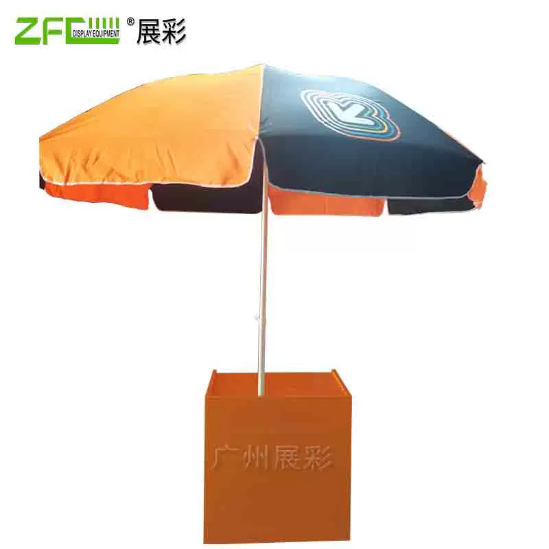 工厂定 制金属折叠促销台便携式户外招聘广告桌带太阳伞 印刷logo