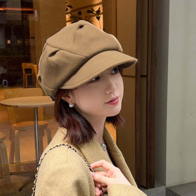 2025新款八角贝雷帽云朵女款春秋冬季帽显脸小英伦复古百搭画家帽|undefined
