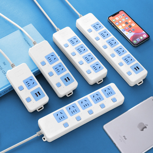 Independent control high-power power strip with long cord electric plug adapter for home power strip wholesale