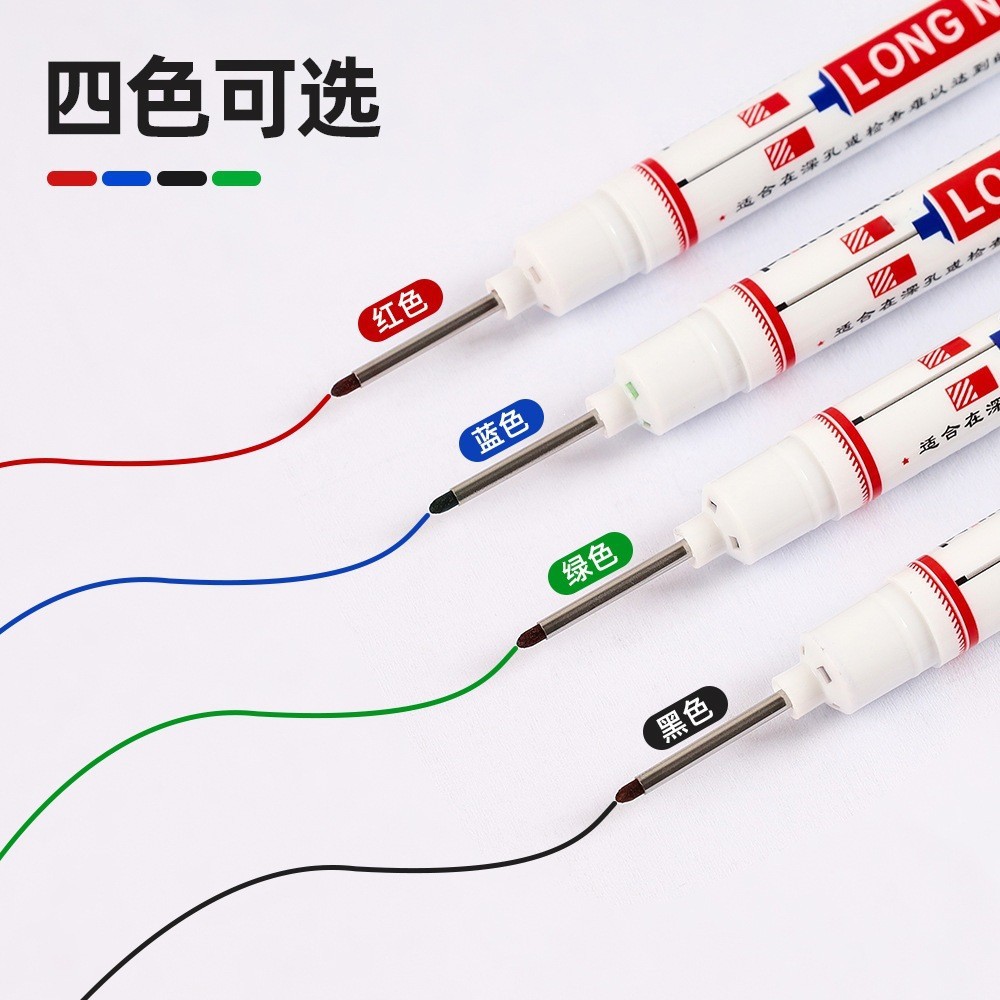 Wholesale new waterproof long-tip marker pens, oil-based, extended length, for marking tiles, bathrooms, special lines, deep holes, and woodworking