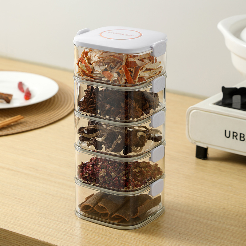 香料収納ボックスキッチン家庭用密封防湿調味料ボックス小材料分注調味料ボックスセット分注密封缶|undefined