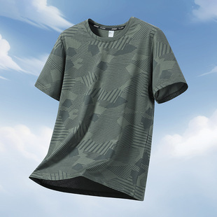 Short-Sleeved T-Shirts for Men and Women in Summer Thin Ice Silk Quick-Drying Half-Sleeved Plus Fat Sports Breathable Cool Loose T-Shirt Large Size