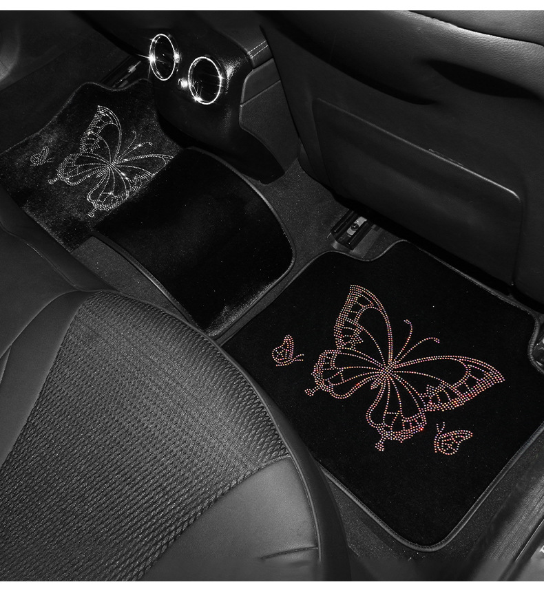 Car Velvet Foot Mat Carpet Type Universal Easy-to-Clean Waterproof Diamond Women's Car Mat Bicycle Inner Car Mat