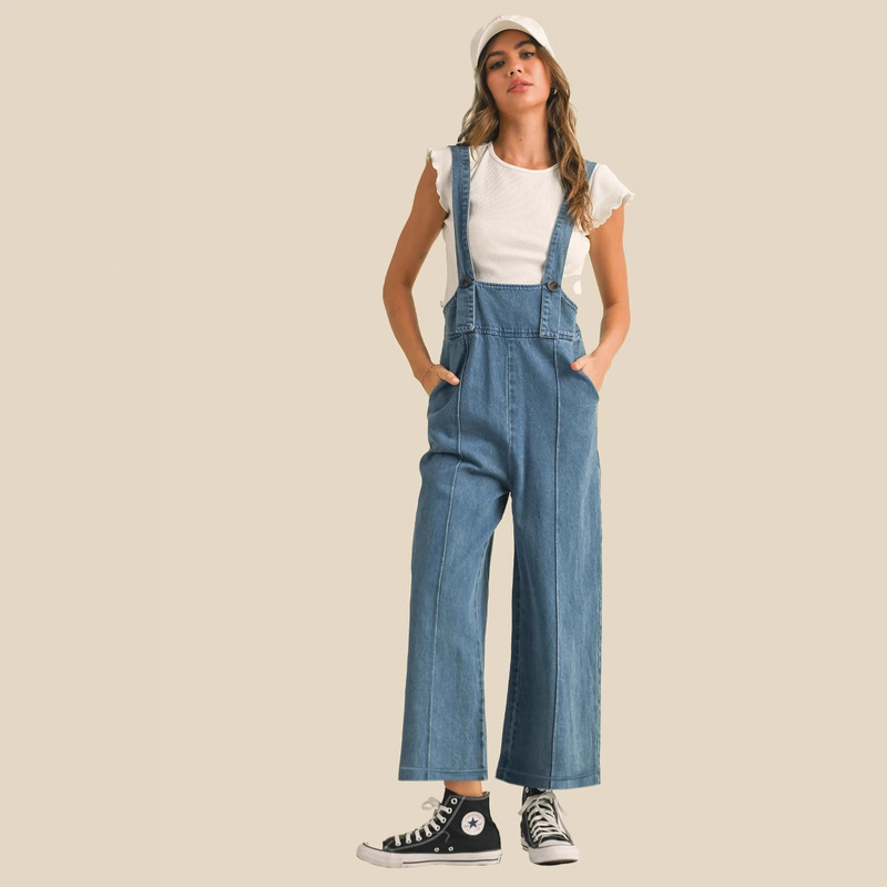 Amazon American Style Cross-Border New Product Autum Retro Loose Straight Hot-Selling Women's Denim Overalls 14599 Amazon American Style Cross-Border New Product Autum Retro Loose Straight Hot-Selling Women's Denim Overalls 14599