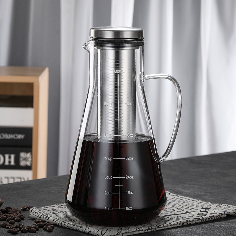 High Borosilicate Glass Coffee Pot Cold Brew Pot Large Capacity1600 Ml Cold Water Kettle304 Stainless Steel Available In Stock