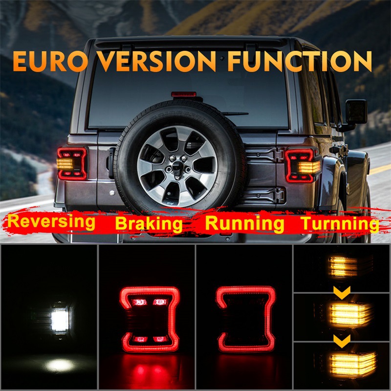 JL牧马人LED熏黑色4功能行驶尾灯汽车改装带迎宾功能KJ