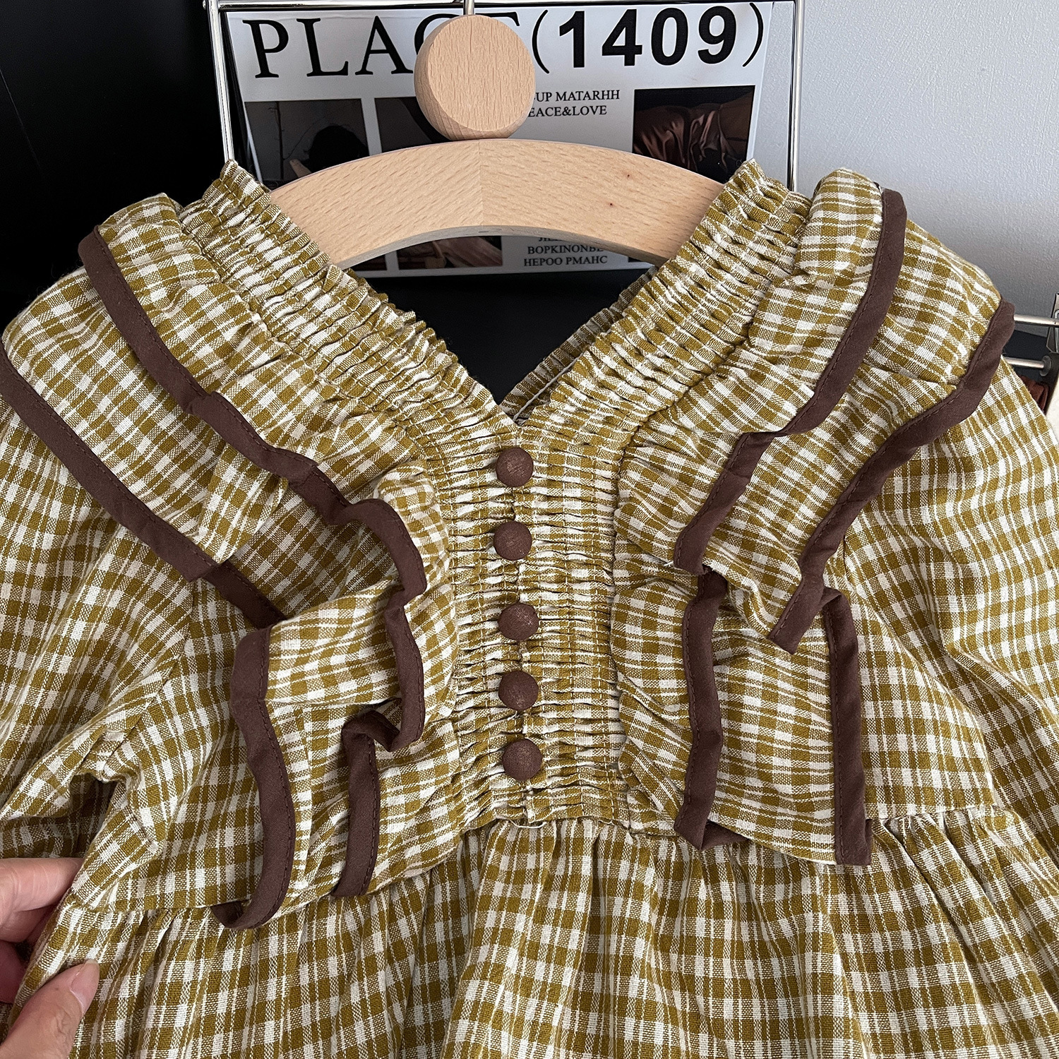 2023 Autumn New Checkered Top Horn Pants Korean Edition Girls' Thin Versatile Set 23312_voghion.com