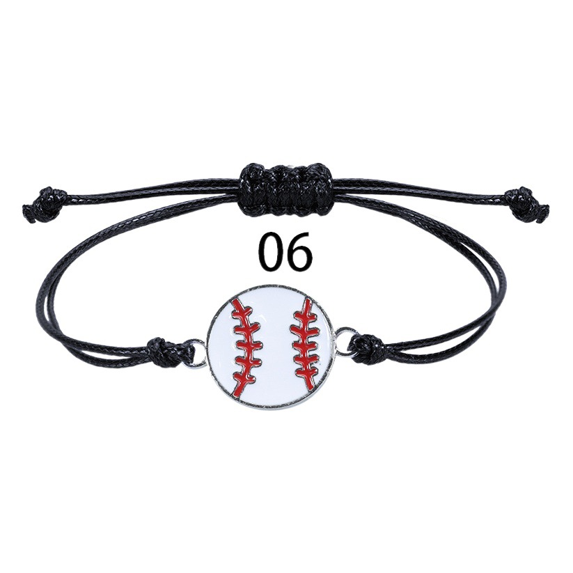 Amazon Venta caliente cera hilo tejido béisbol fútbol pulsera baloncesto equipo fans fiesta regalo pulsera en stock