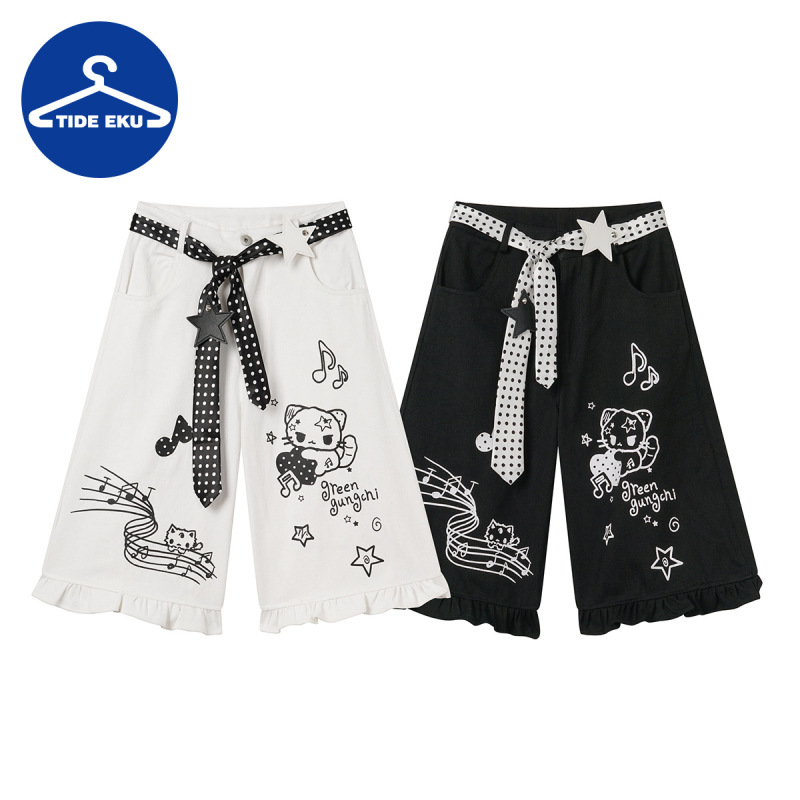 Tideeku New Summer Women's Short Retro Embroidered Shorts Women's Leather Patchwork Shorts Wholesale Tideeku New Summer Women's Short Retro Embroidered Shorts Women's Leather Patchwork Shorts Wholesale