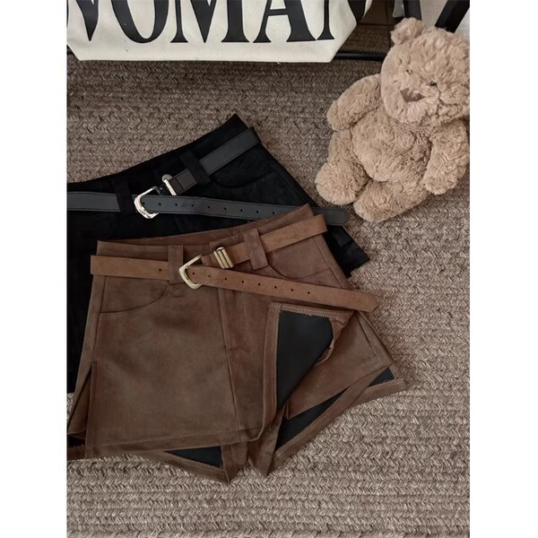Colored retro velvet autumn skirt