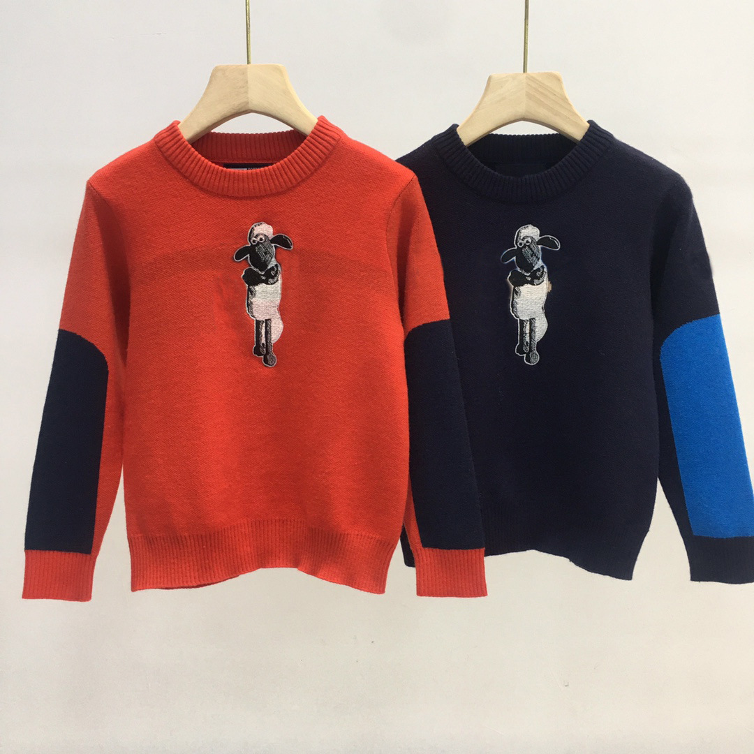 20年秋冬季韩版长袖套头衫拼色卡通儿童打底衫卫衣R122601