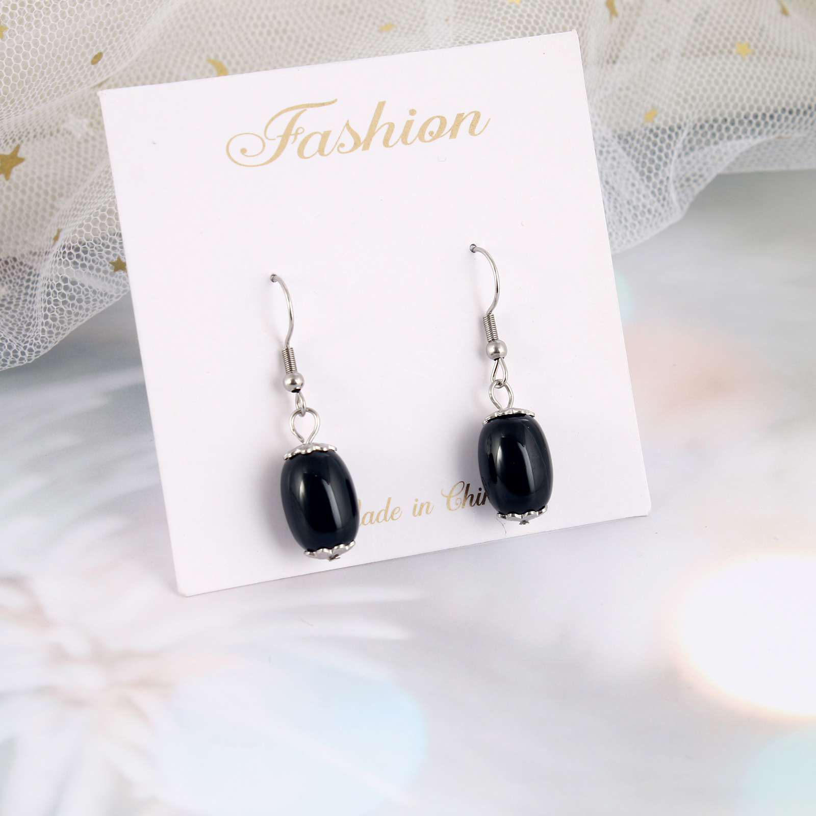 Simple Style Geometric Agate Plating Drop Earrings 1 Pair