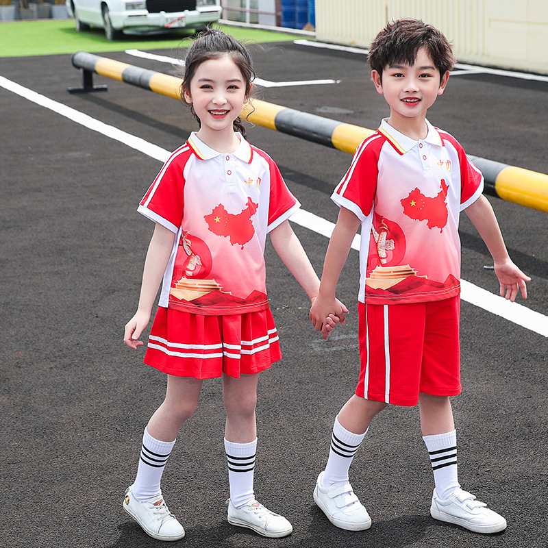 幼儿园园服夏装两件套儿童红色校服运动夏款套装2021小学生班服|ru