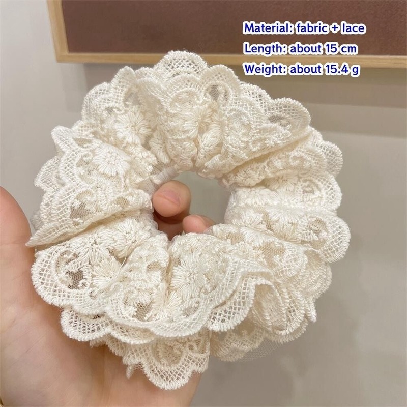 韩式气质高弹力蕾丝发绳女款百搭耐用方巾头饰优雅橡皮筋|undefined