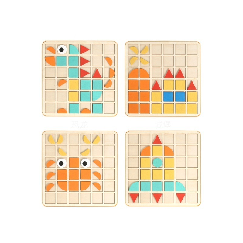 新款儿童玩具钉板井字棋二合一拼图蒙氏早教益智立体拼板跨境批发|undefined