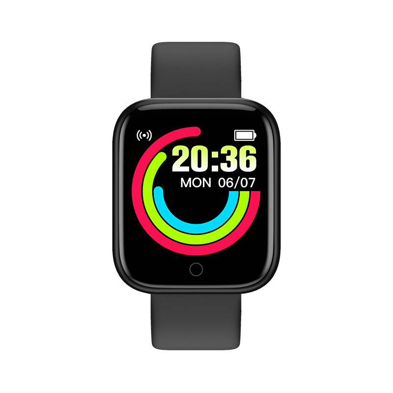 Cross-Border Y68 Bluetooth Call Heart Rate Blood Pressure Blood Oxygen Sleep Monitoring Small Batch Mixed Wholesale Adult Square Sports Watch
