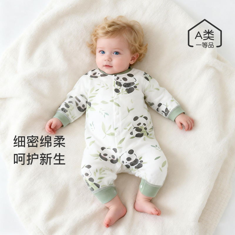 Baby's Jumpsuit Spring and Autumn Pure Cotton Newborn Baby's Early Spring Clothes Base Pajamas Spring and Summer Clothes Long Sleeve Climbing Clothes
