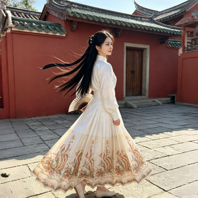 New style gold-woven floral pattern horse-face skirt for daily commuting, classical style, new Chinese style, improved Hanfu long skirt for women