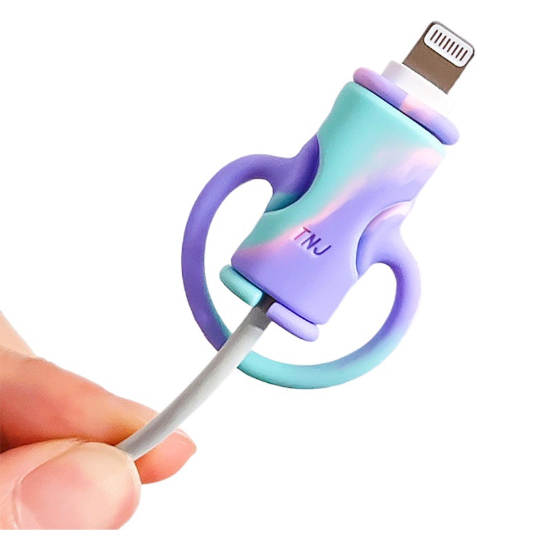 Cable de datos del teléfono móvil cubierta protectora silicona de dibujos animados dos en uno Cable de protección anti-fractura cubierta protectora de la cabeza del hilo de carga