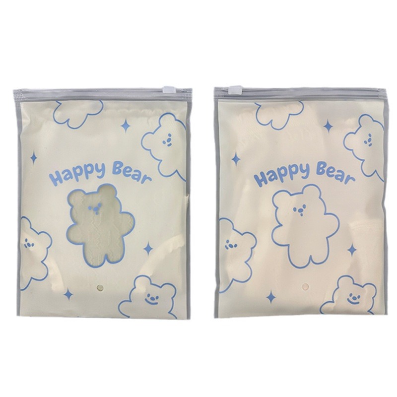 Cute oso esmerilado ropa bragas bolsa de embalaje calcetines al por mayor pijamas cremallera translúcida bolsa pequeña bolsa de joyería