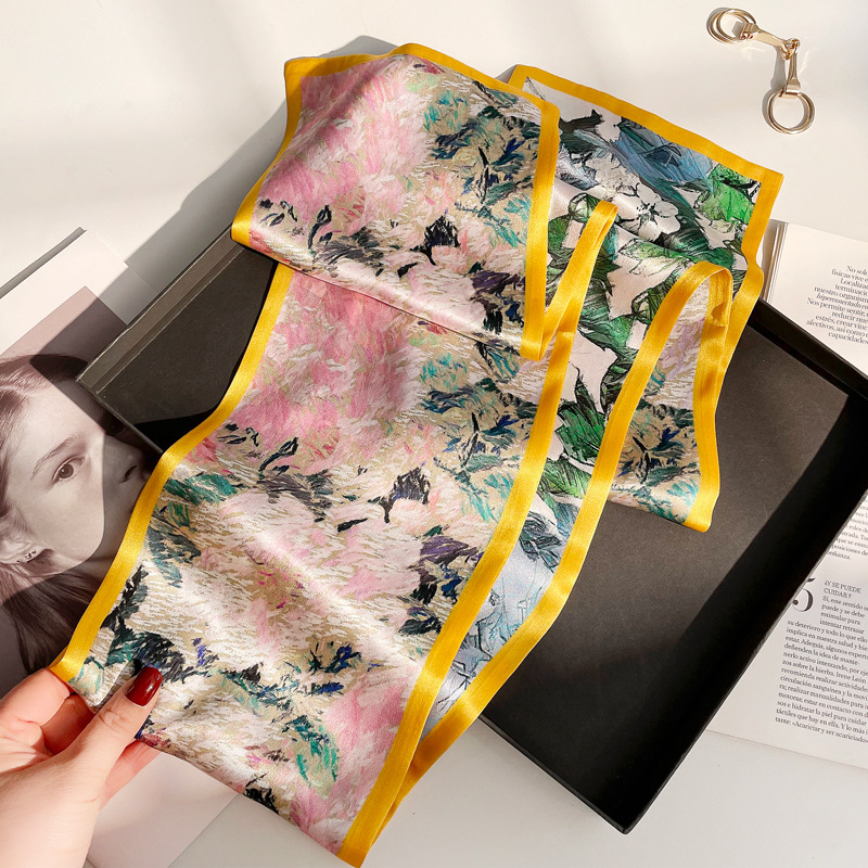 Silk universal green small scarf