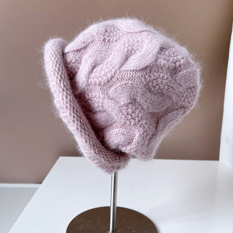 Women's Sweet Simple Style Twist Sequins Eaveless Wool Cap display picture 13