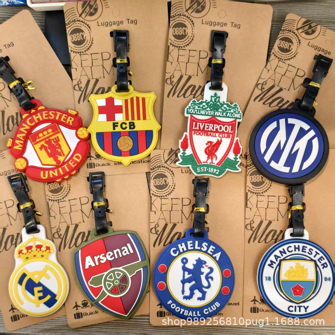 Football Team Logo Manchester United Real Madrid Barcelona Creative Luggage Tag Travel Identification Luggage Pendant Tag