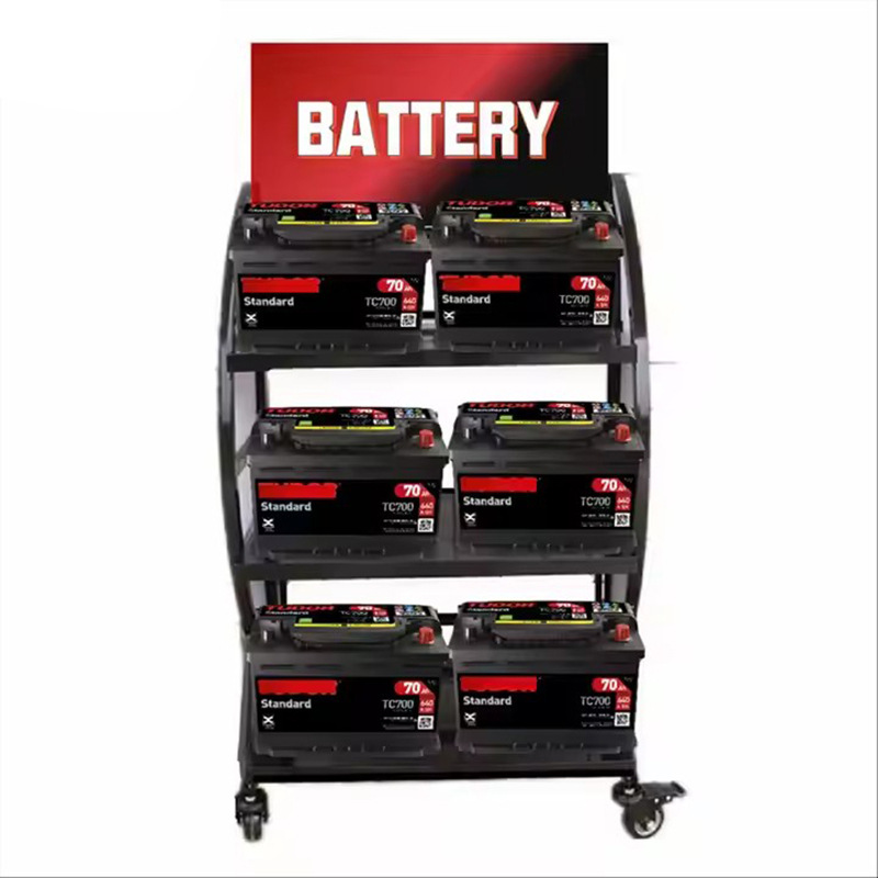 定做汽车电池支架汽车电池陈列架金属材料电池盒展架