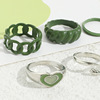 Fashionable retro green spray paint, ring, set, European style, suitable for import