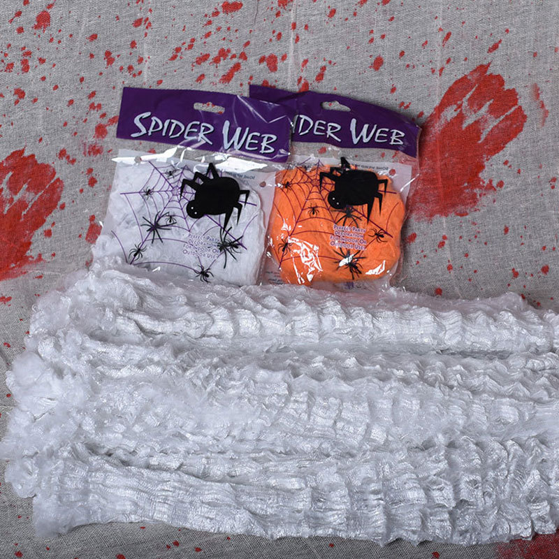 Telaraña de Halloween con Arañas de Plástico, Algodón Color 20g