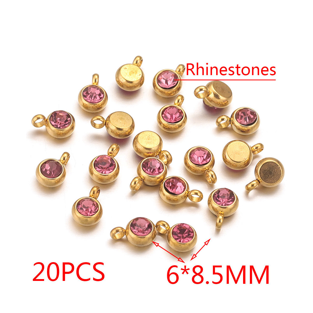 Geometric Pattern 20 PCS/Package Diameter 6 Mm 304 Stainless Steel PVD Coated Real Gold Plated Geometric Pendant DIY Jewelry Accessories