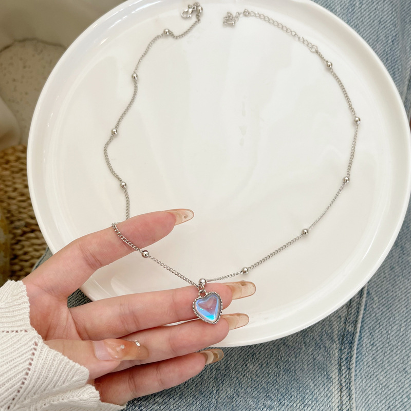 Sweet Heart Shape Alloy Glass Necklace