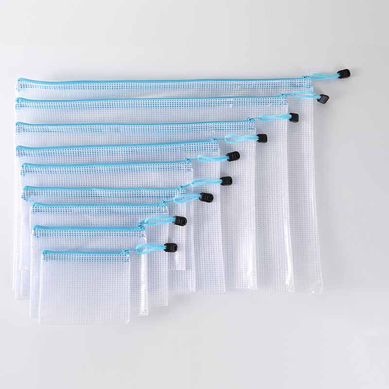 【연한 하늘색 지퍼】- 투명 백