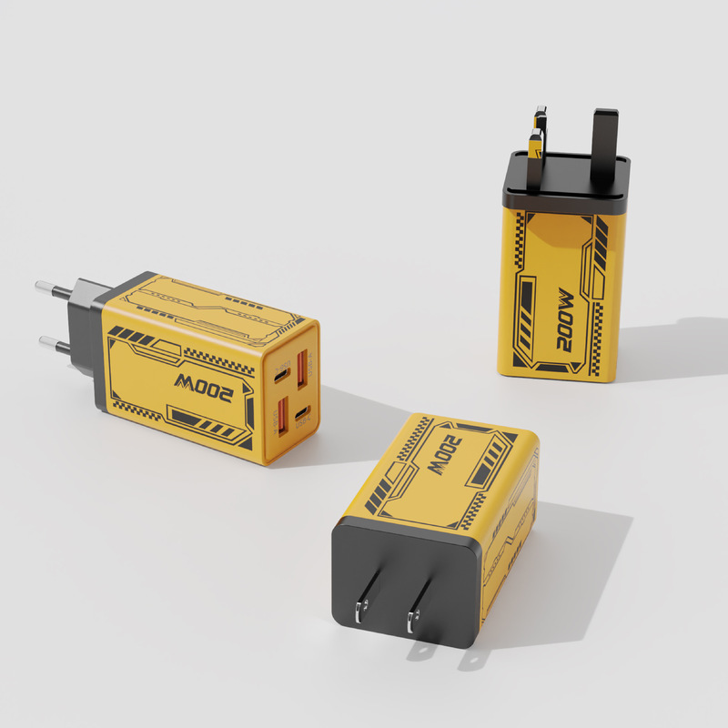 200W マルチポート充電ヘッド デュアル Typec + デュアル USB 高速充電ヘッド Apple Huawei 携帯電話メカ充電器に適しています|undefined
