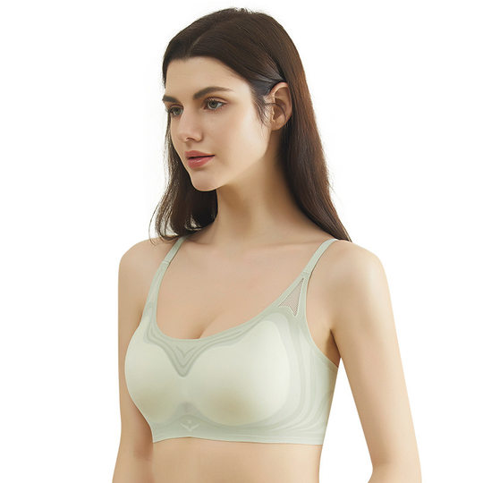 Summer Ultra-thin Ice-feeling Breathable Xizi Tea Milk Kapok Cup Underwear Seamless Soft Support Jelly Gel French Bra