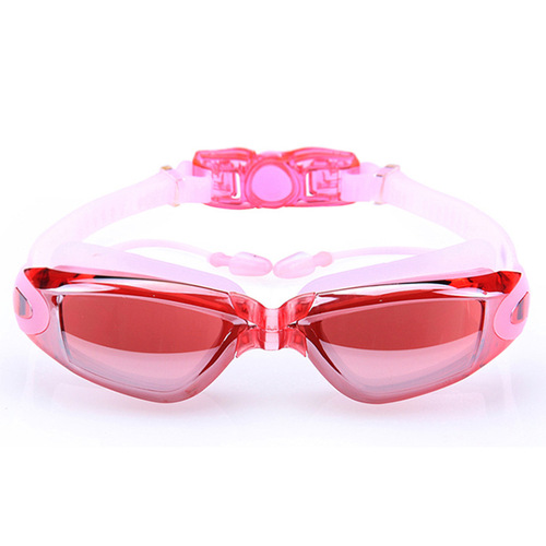 Adult one-piece earplugs high-end silicone swimming goggles waterproof and anti-fog for men and women large frame electroplated swimming goggles wholesale