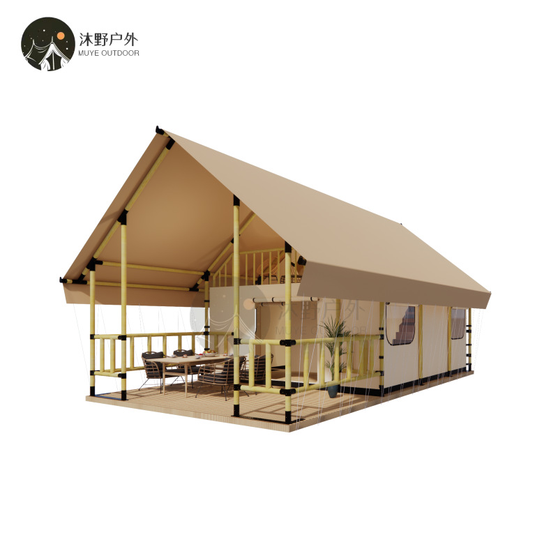Muye campamento al aire libre de lujo ligero campamento de campamento en línea famoso lugar escénico tienda de campaña de madera maciza tienda de campaña de doble capa venta caliente