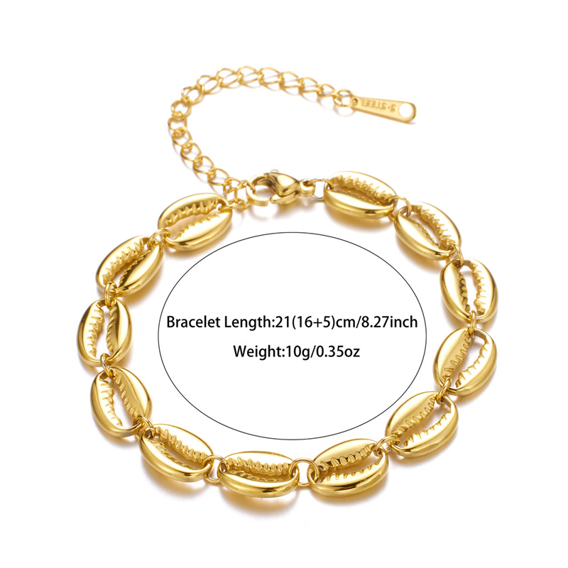 Stainless Steel 18K Gold Plated Simple Style Shell Bracelets display picture 2