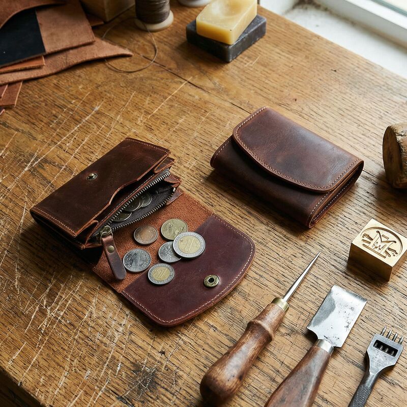 Vintage Top Layer Cowhide Men's Short Wallet Genuine Leather Multi-function Women's Student Japanese Style Simple Wallet Coin Purse