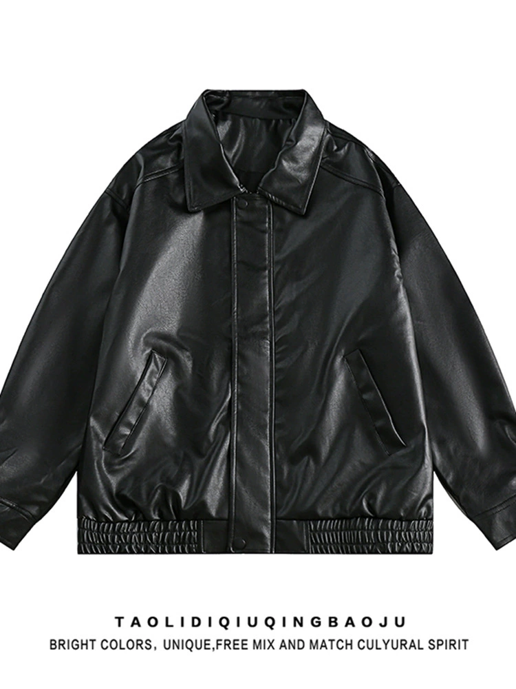 Jacket, polyurethane oversize, American retro style, high-quality oversized fit