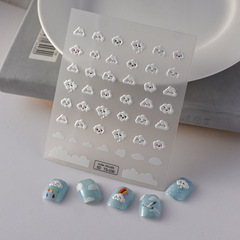New 5D Nail Sticker with Fresh Cloud Relief Backing Nail Art Sticker Blue Sky and Clouds DIY Nail Accessory