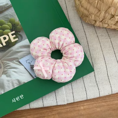 Cotton Pillow Hair Accessories Headdress, Saç üçün rezinlər - pink-plaid