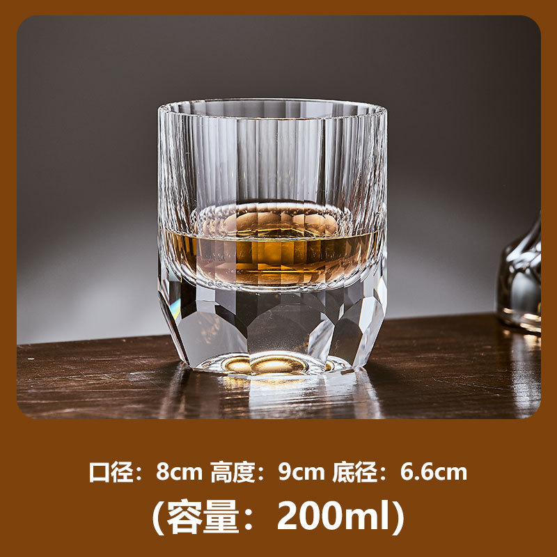 Fabricante al por mayor whisky tallado a mano pulido a mano taza de cristal tallado Rockefeller taza de vino K9 taza de cristal