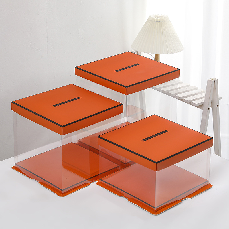 Caja transparente para pastel de cumpleaños de 4/6 pulgadas, 8 pulgadas, 10 pulgadas, 12 pulgadas, de una o dos capas, moderna y creativa, para empacar postres.