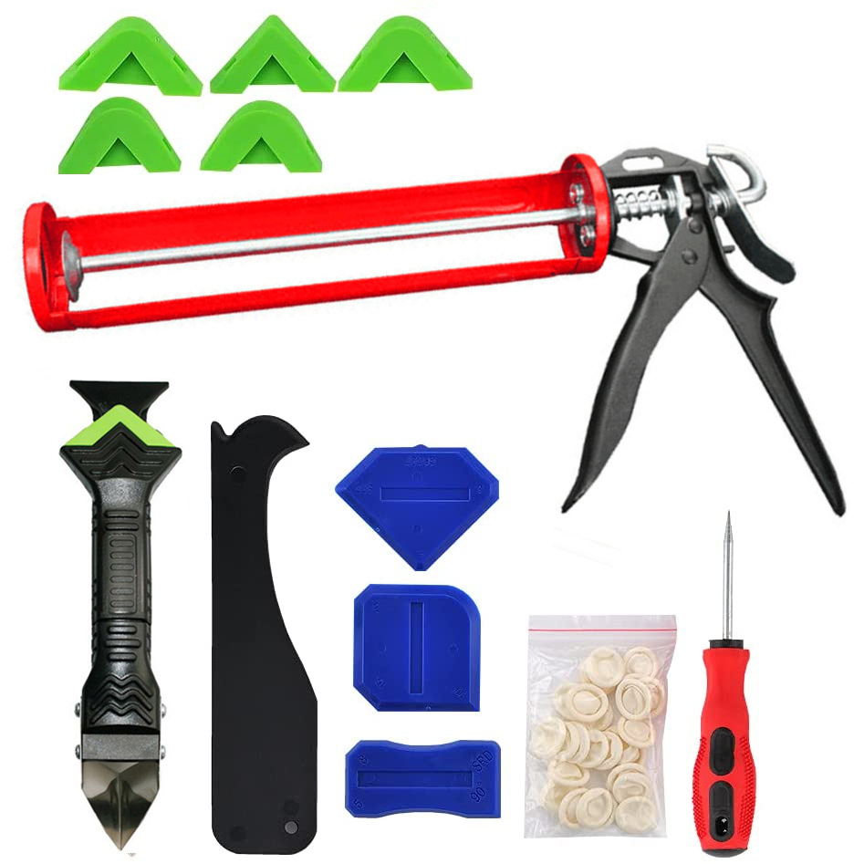 38件套填缝工具手动填缝枪带 3合1灌浆刮刀灌浆工具和密封工工具