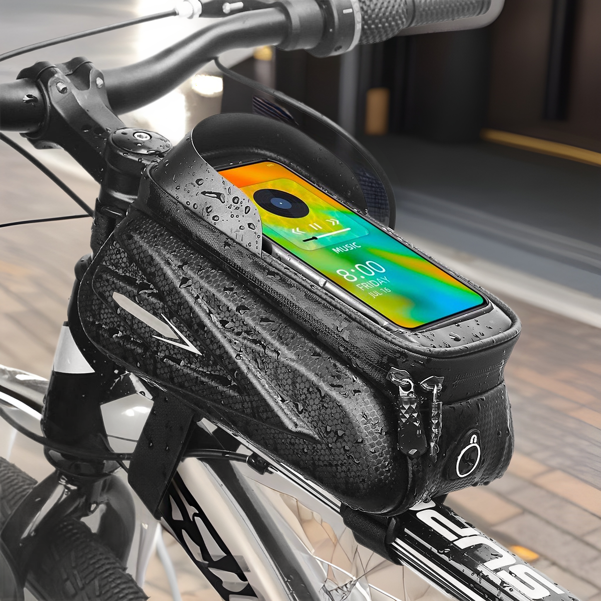 Bolsa de bicicleta bolsa de viga delantera bicicleta de montaña almacenamiento de teléfono móvil bicicleta bolsa colgante delantera accesorios de equipo impermeable bolsa de ciclismo carcasa dura