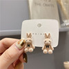 Demi-season cartoon rabbit, cute earrings for elementary school students, silver needle, 2021 collection, Korean style, silver 925 sample